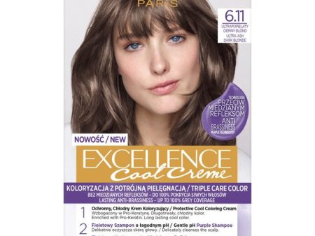 Excellence Cool Creme farba do włosów 6.11 Ultrapopielaty Ciemny Blond For Discount