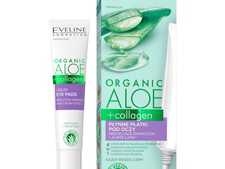 Organic Aloe + Collagen płynne płatki pod oczy redukujące zmarszczki i kurze łapki 4w1 20ml For Sale