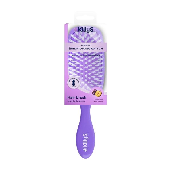 Hair Brush szczotka do włosów średnioporowatych wzbogacona olejem z pestek śliwki Fioletowa Online Hot Sale