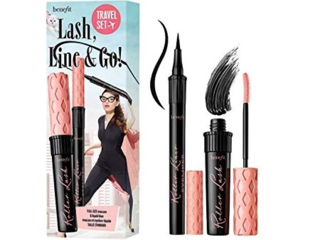 Lash Line & Go Travel Set zestaw podkręcająco-liftingujący tusz do rzęs Black 8.5g + matowy eyeliner w pisaku Black 1ml Hot on Sale