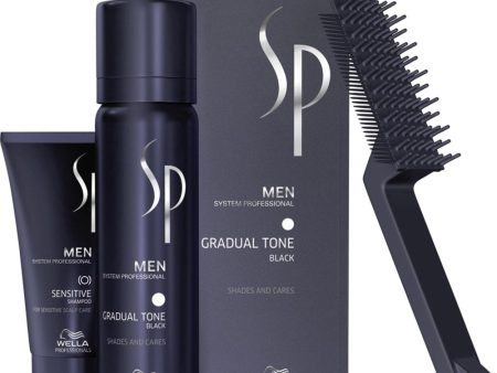 SP Men Gradual Tone Black zestaw do stopniowej eliminacji siwizny pianka pigmentująca 60ml + łagodny szampon 30ml + szczoteczka Sale