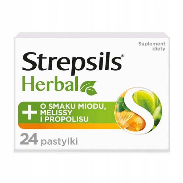 Herbal pastylki do ssania łagodzące podrażnione gardło i struny głosowe suplement diety Miód Melisa i Propolis 24szt. Online Hot Sale