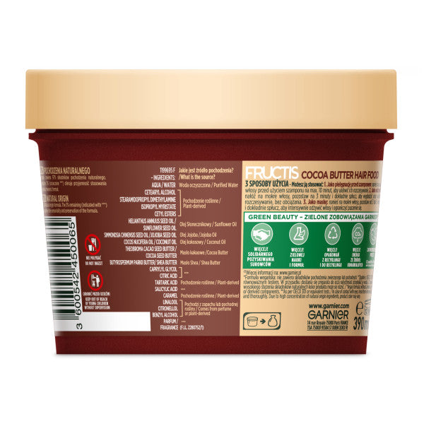 Fructis Cocoa Butter Hair Food wygładzająca maska do włosów puszących się i niesfornych 390ml Online now