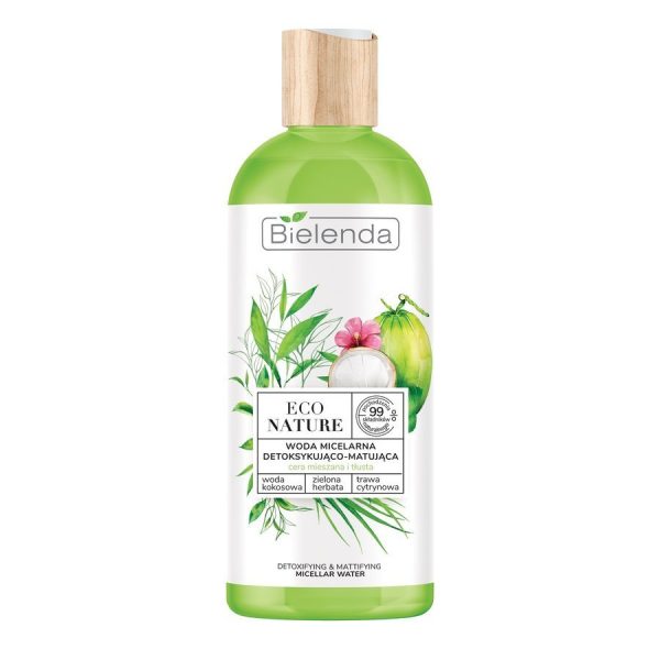 Eco Nature woda micelarna detoksykująco-matująca Woda Kokosowa & Zielona Herbata & Trawa Cytrynowa 500ml For Cheap