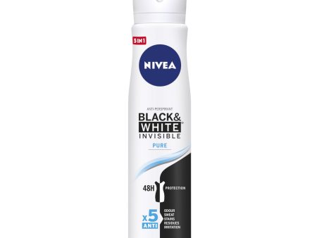 Black&White Invisible Pure antyperspirant spray 250ml Hot on Sale