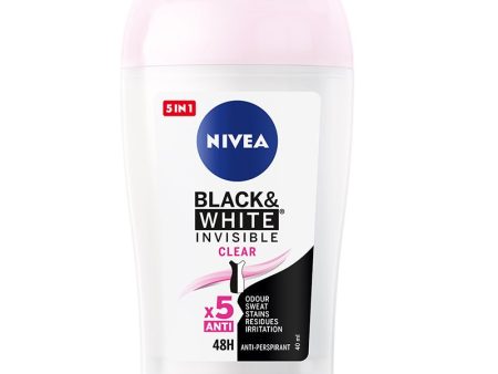 Black&White Invisible Clear antyperspirant w sztyfcie 40ml For Discount