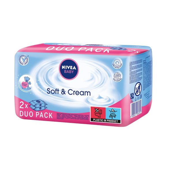 Baby Soft & Cream chusteczki oczyszczające duopack 2x63szt. For Discount