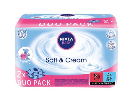 Baby Soft & Cream chusteczki oczyszczające duopack 2x63szt. For Discount