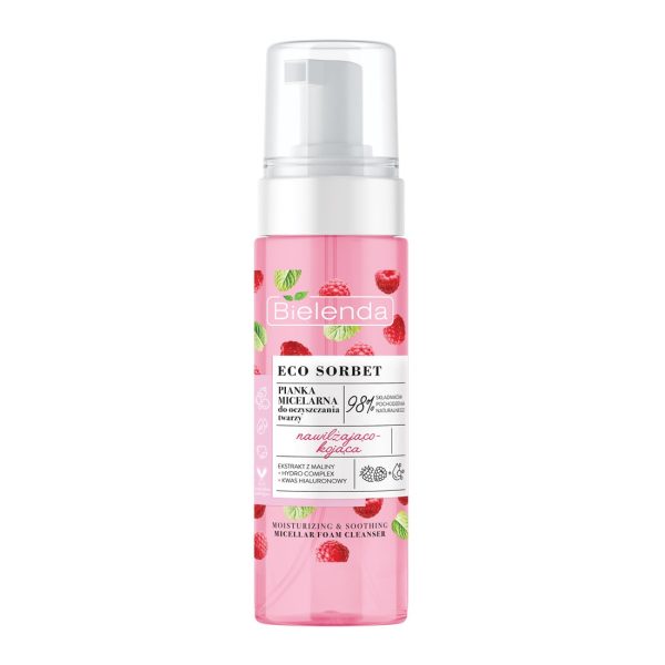 Eco Sorbet pianka micelarna do oczyszczania twarzy nawilżająco-kojąca Malina 150ml Online Sale