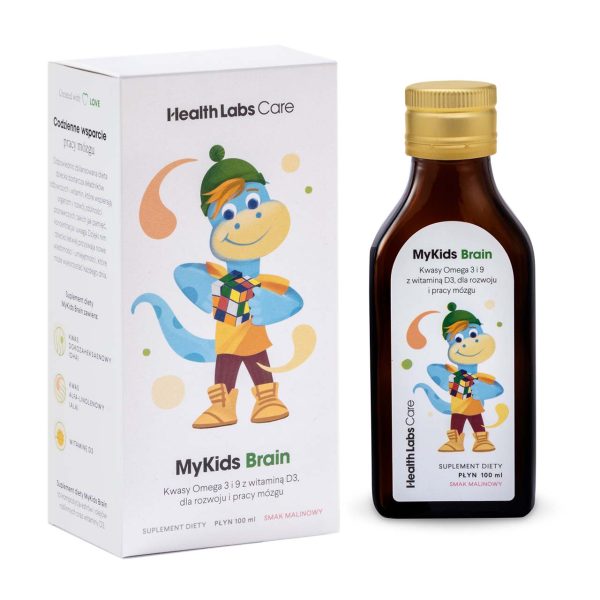 MyKids Brain kwasy Omega 3 i 9 z witaminą D3 dla rozwoju i pracy mózgu dziecka suplement diety Malinowy 100ml Online now