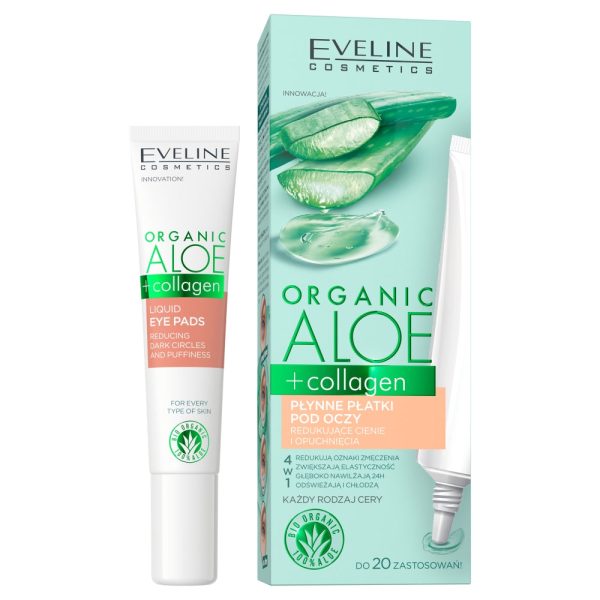 Organic Aloe + Collagen płynne płatki pod oczy redukujące cienie i opuchnięcia 4w1 20ml For Cheap