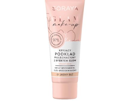 Glam Make-Up kryjący podkład pielęgnacyjny z efektem glow 01 Jasny Beż 30ml For Cheap